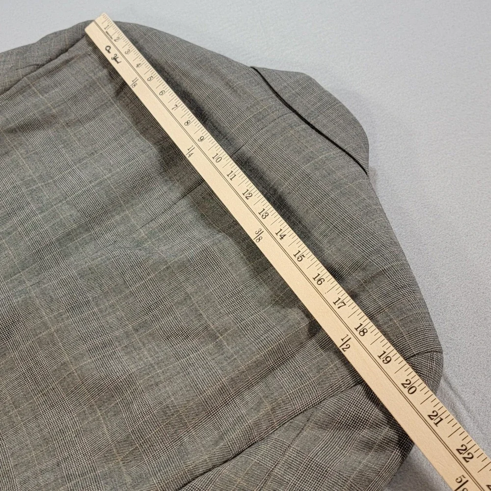 Oscar de la Renta 2 Piece Suit 100% Wool Glen Plaid Gray Classic Men's 42R 34x30